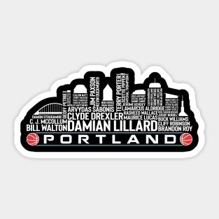 Portland Basketball Team All Time Legends, Portland City Skyline Sticker